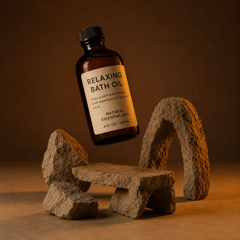 Relaxing bath oil bottle
