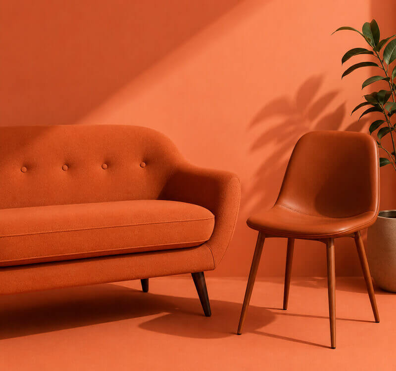 Orange sofa and chair on sale