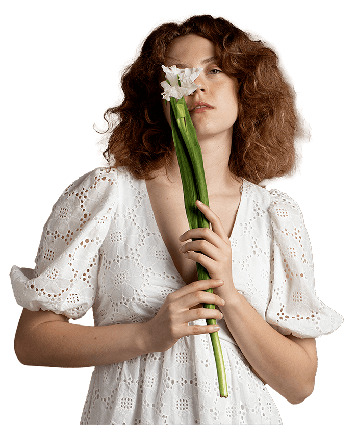 Woman holding bouquet
