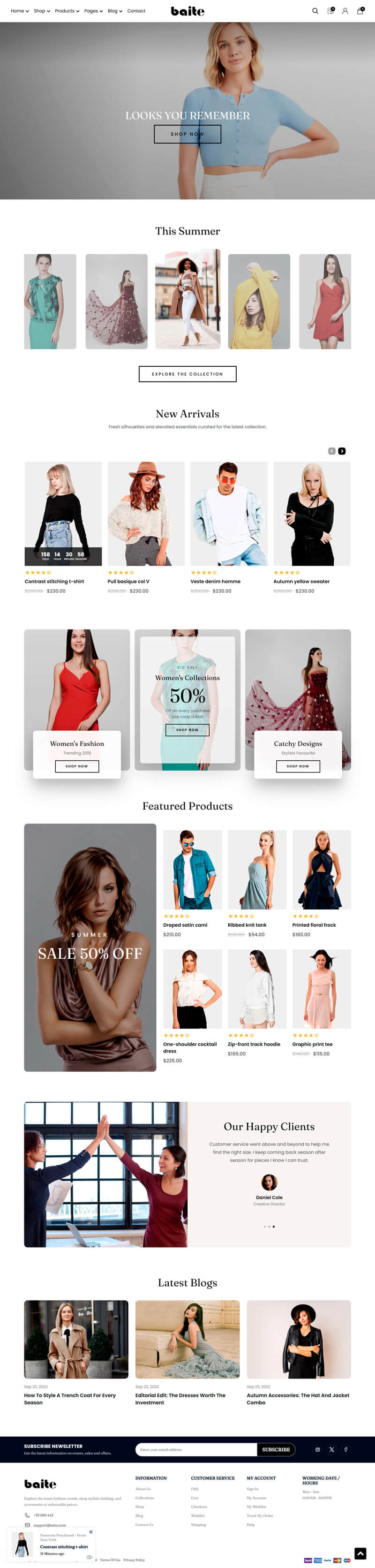 Boutique homepage demo