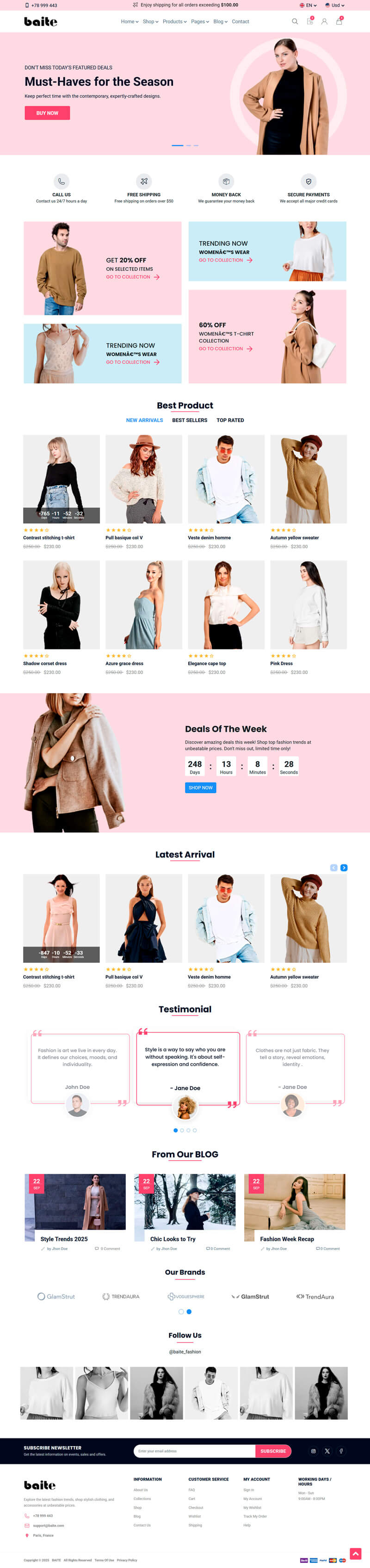Fashion homepage demo