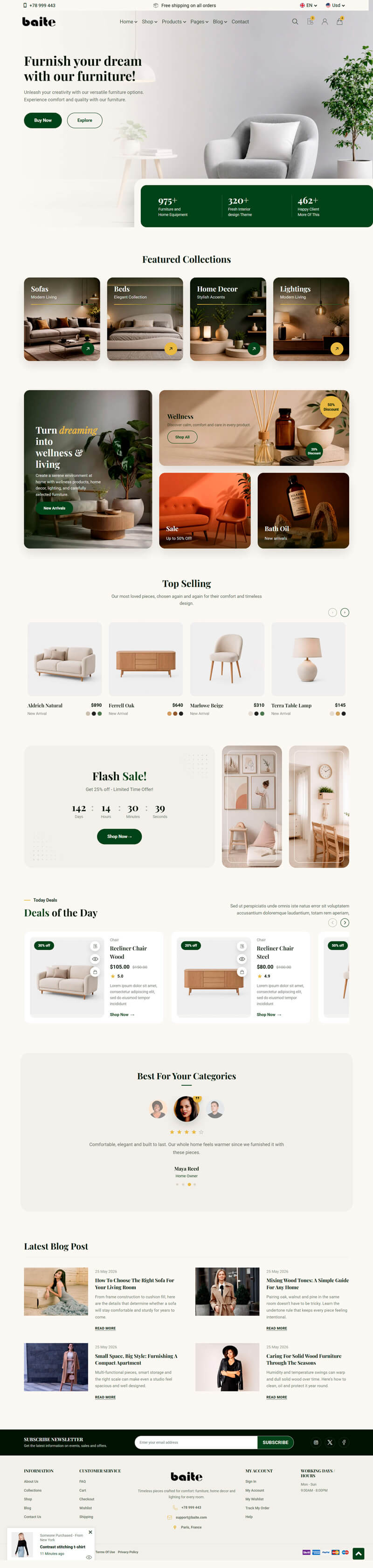 Furniture homepage demo